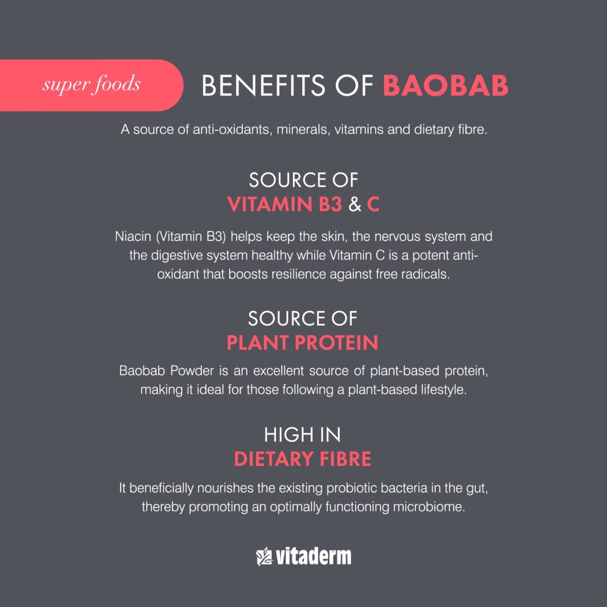 Vitaderm Baobab Powder | 250g | Protects cells from oxidative damage. - Image 2